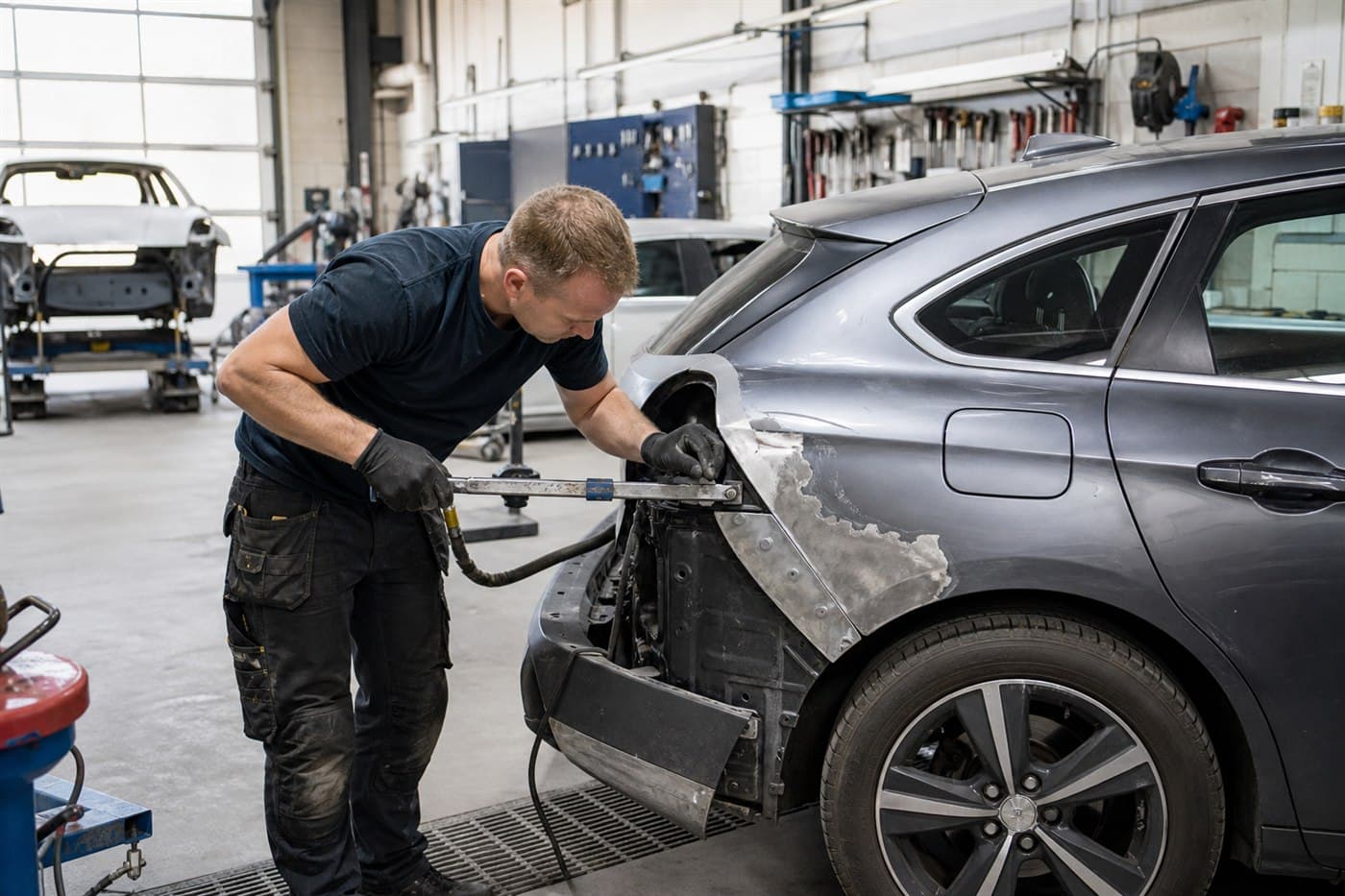 Reparation av bilskada i skadeverkstad hos Huddinge Motor AB