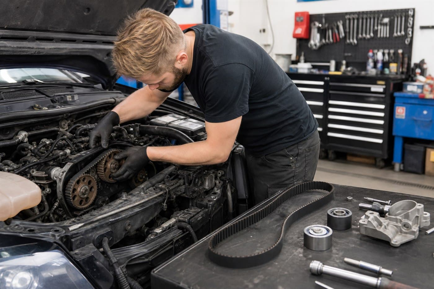 Kamremsbyte hos Huddinge Motor AB